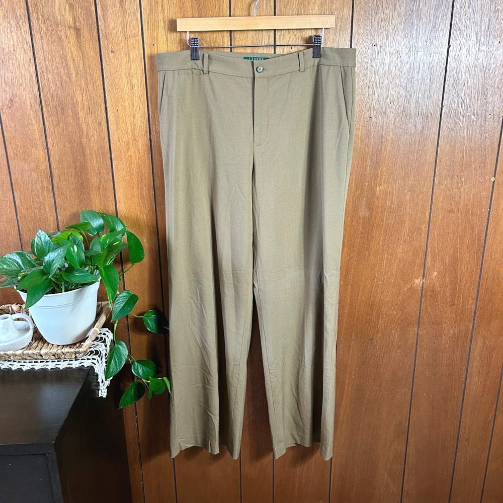 Lauren Ralph Lauren Andover Women's Beige Wool Blend Dress Pants Size 16‎